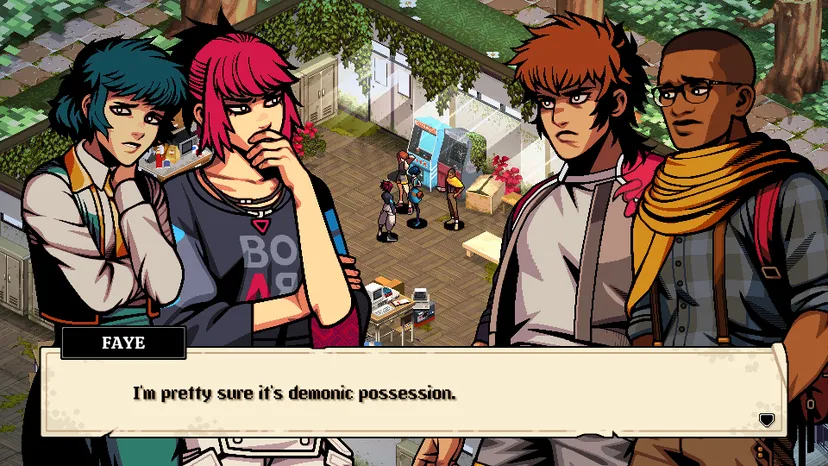 A screenshot from Demonschool. A teen named Faye says