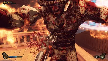 Picture of a man in Bioshock:Infinite being dismembered