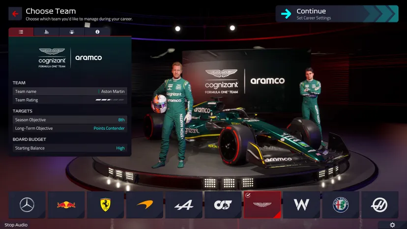 Aston Martin car and two drivers