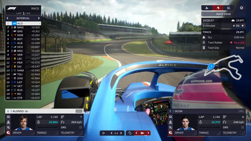 Alpine car driving over the shoulder