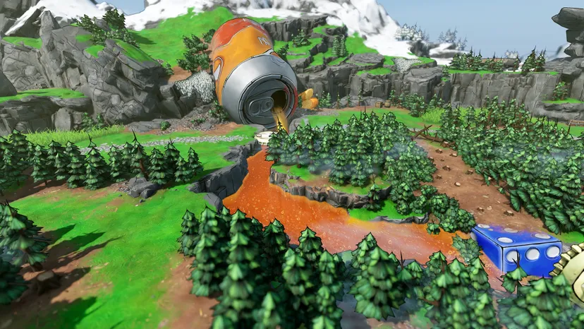 A fantasy landscape built on the foundation of a spilled beer can and drowned D6 die.