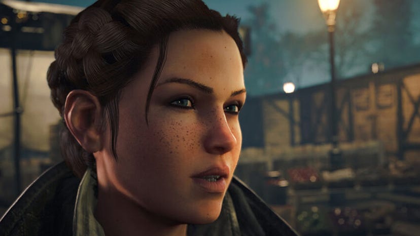 A screenshot of Evie Fry from Assassin's Creed Syndicate