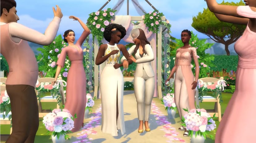 the sims 4 wedding depicting a same sex marriage
