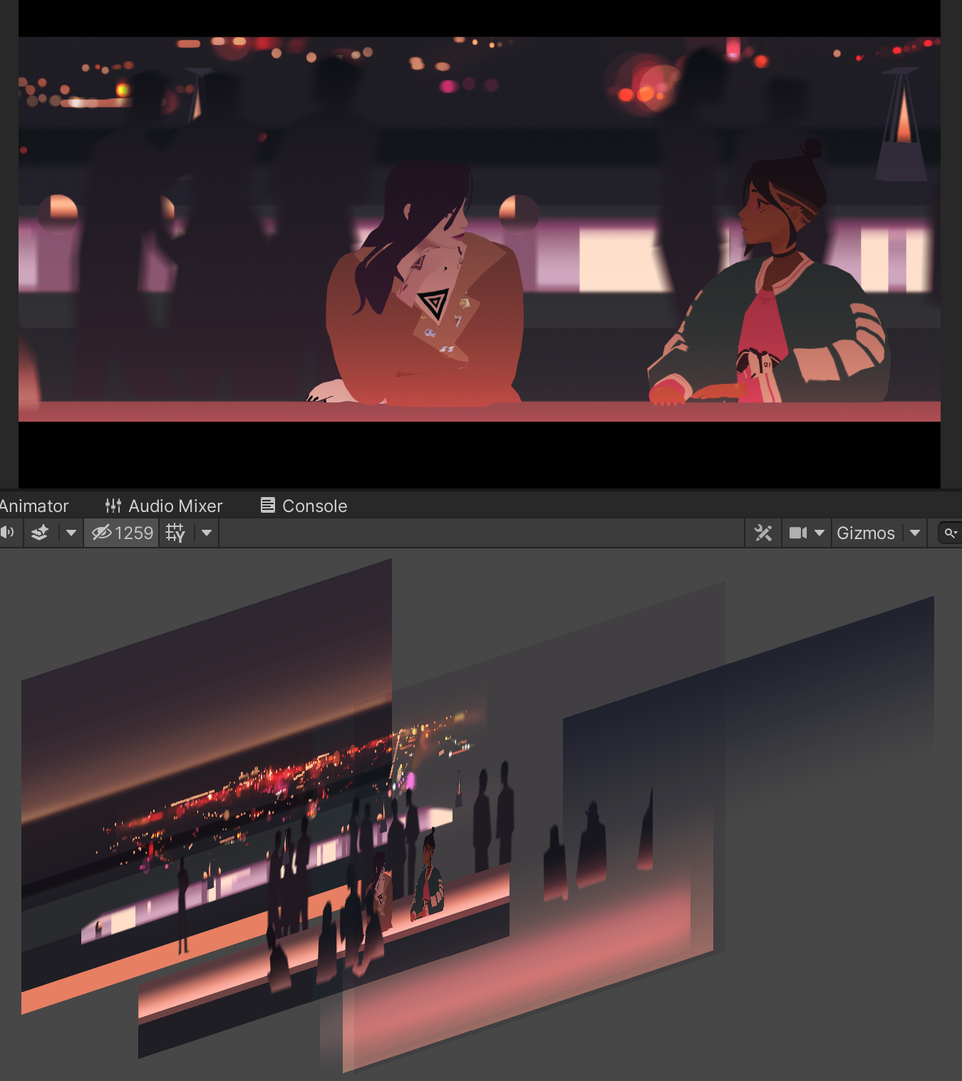 A diorama of a scene in We Are OFK