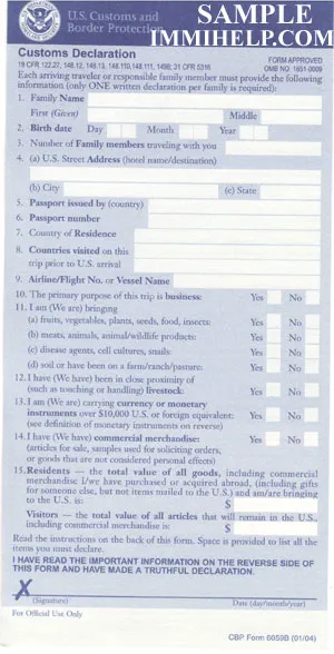 Sample Border Crossing Card for the U.S.A. - Immihelp