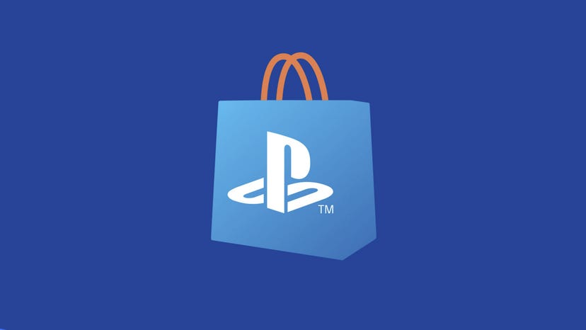 The PlayStation Store logo on a blue background