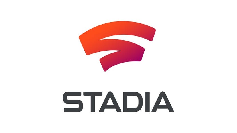 The logo for Google Stadia, along with a Stadia controller