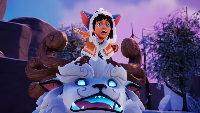 A screenshot from Song of Nunu with a character riding a creature.