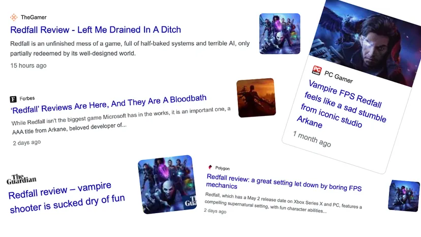 Headlines that suggest in no uncertain terms that Redfall has missed the mark