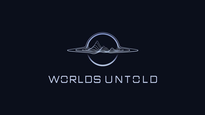 The Worlds Untold logo on a dark background