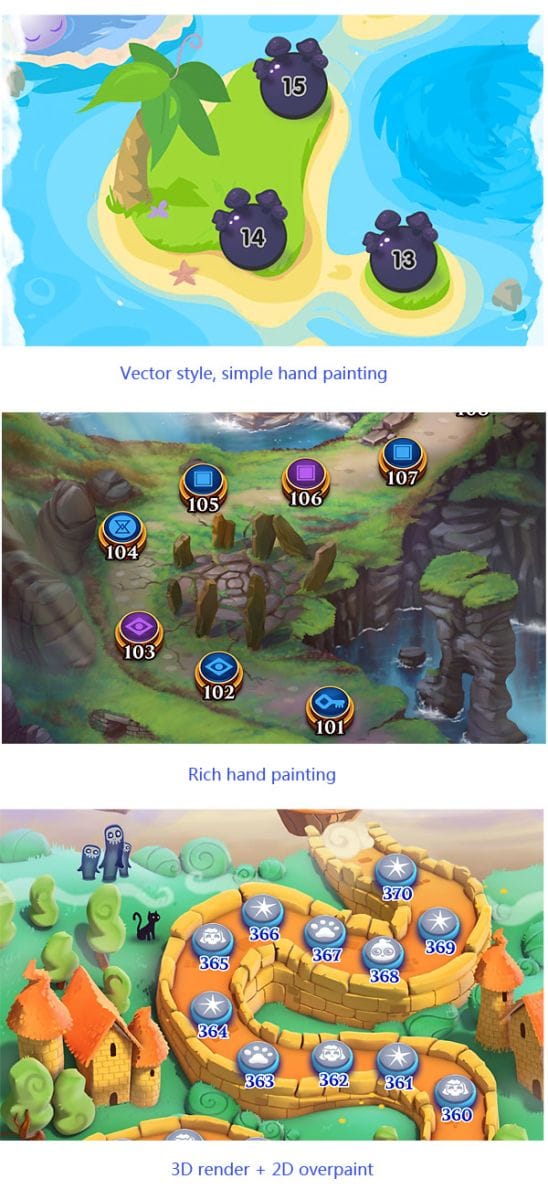 Characteristics of a few mobile game maps -Part I