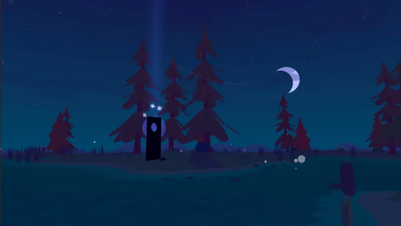 evening scene with trees and a moon