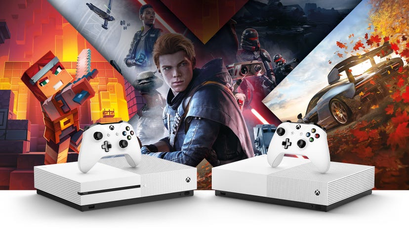 Promo picture for the Xbox One S, from the Microsoft Store listing.