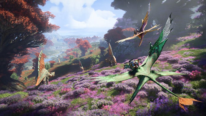 flying creatures on colorful vista
