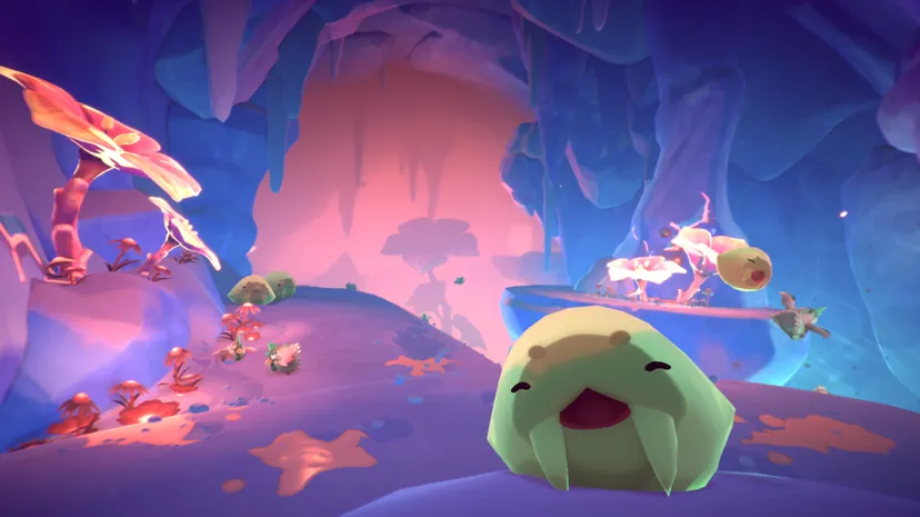 A screenshot from the Slime Rancher 2 update Song of the Sabers.