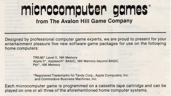 microcomputer games avalon hill