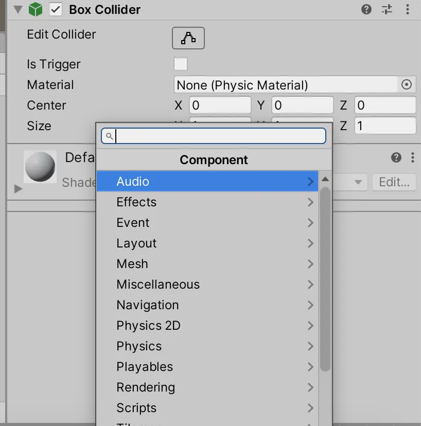 Adding a Component to a GameObject from the Inspector
