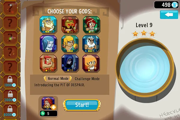screenshot of OMG: TD!'s old pre-level screen