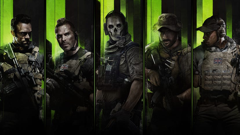 Key artwork for Call of Duty featuring five main characters