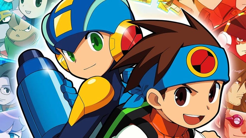 Key art for Mega Man Battle Network Legacy Collection, showing Mega Man and Lan.