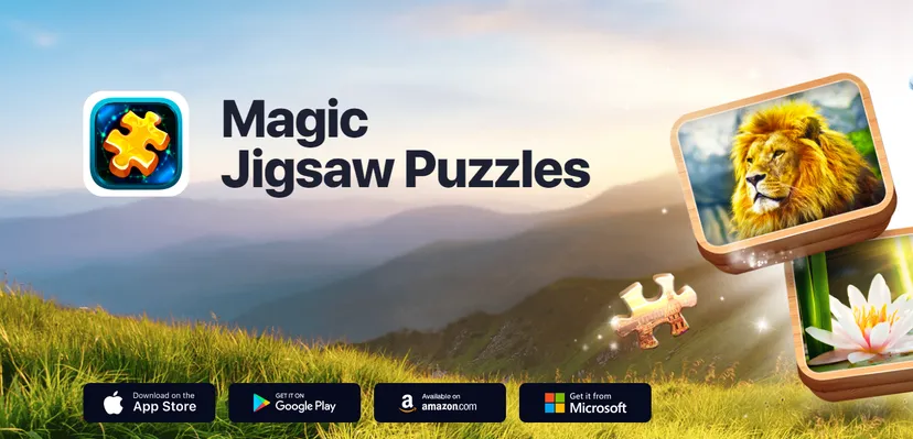 A promotional image for Magic Jigsaw Puzzles.