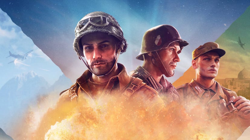 Key art for Relic Entertainment's Company of Heroes 3, showing three WWII soldiers.