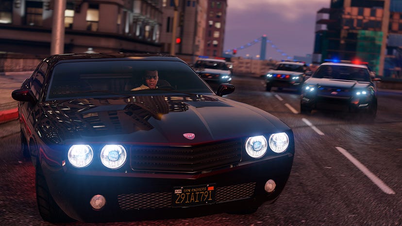 Franklin being pursued by police in GTA V