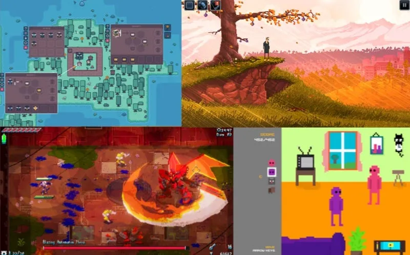 Screenshots of the previously four mentioned games.