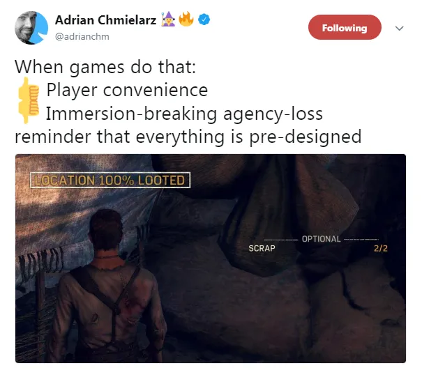 Adrian on breaking immersion