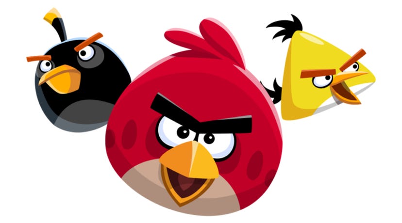 Key art from Classic Angry Birds, depicting three birds nestled on a white background.