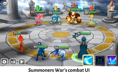 Summoners War's combat UI