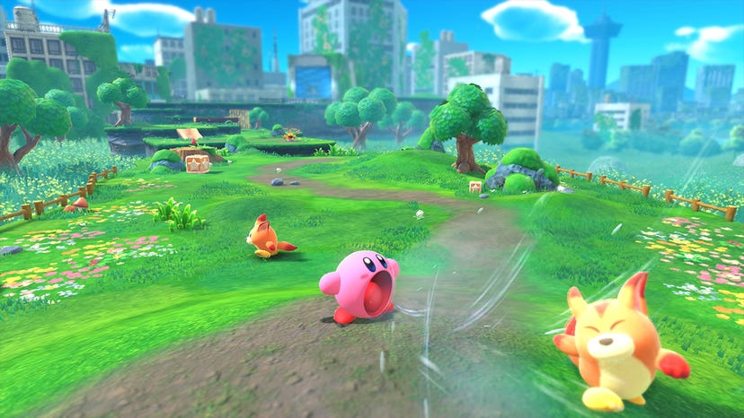 A screenshot from Kirby and the Forgotten Land