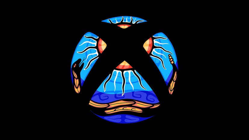 The Xbox logo by Anishinaabe artist Chief Lady Bird. It features a snake reacting to the sun.