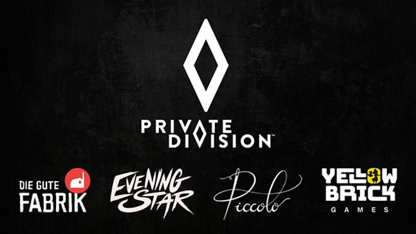 The logo for Private Division, Die Gute Fabrik, Evening Star, Piccolo Studio, and Yellow Brick Games