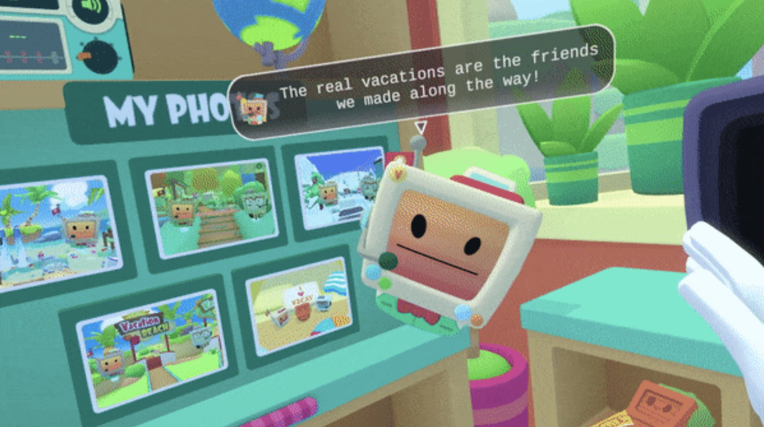 An example of subtitles in VR game Job Simulator