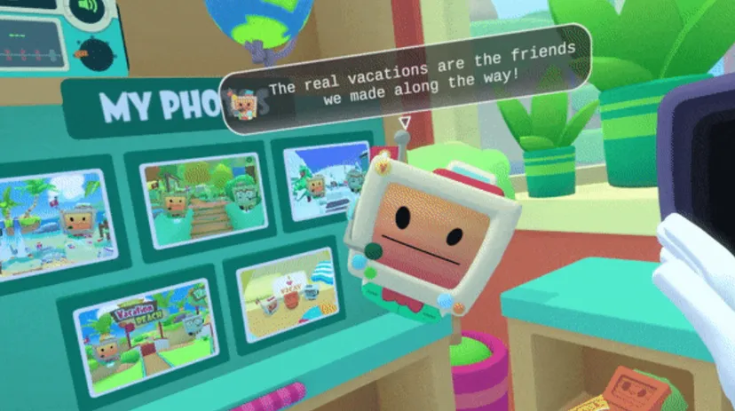 An example of subtitles in VR game Job Simulator