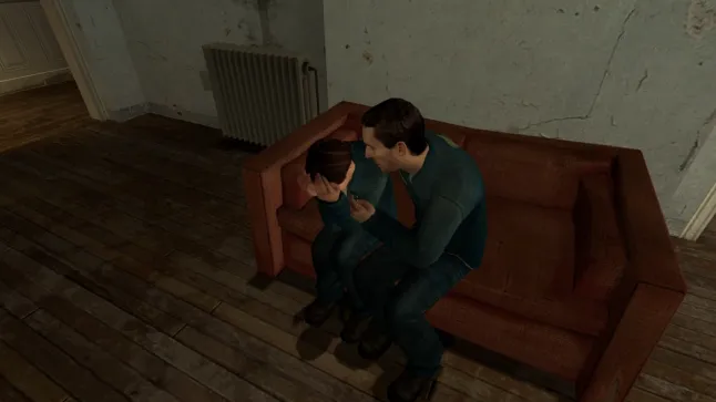 Comforting couple from the beginning of Half-Life 2