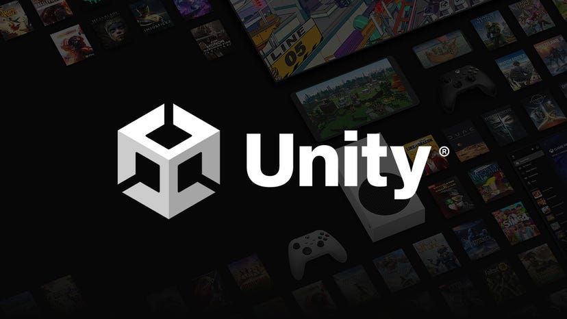 The Unity logo overlaid on a promotional image for Xbox Game Pass