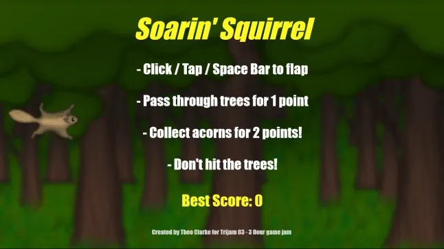 Soarin' Squirrel, created in Construct engine in 3 hours for Trijam #83 in August