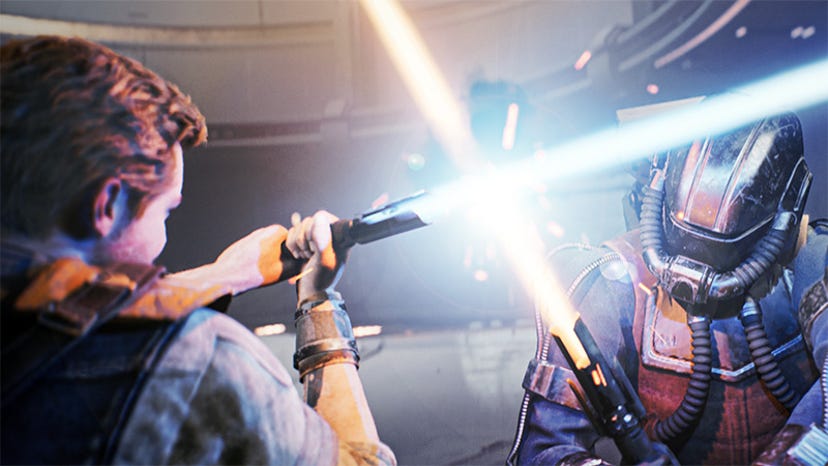 Cal Kestis fighting a lightsaber user in Star Wars Jedi: Survivor.