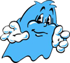 blue pac man ghost
