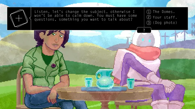 Conversation scene with Leslie showing an item choice