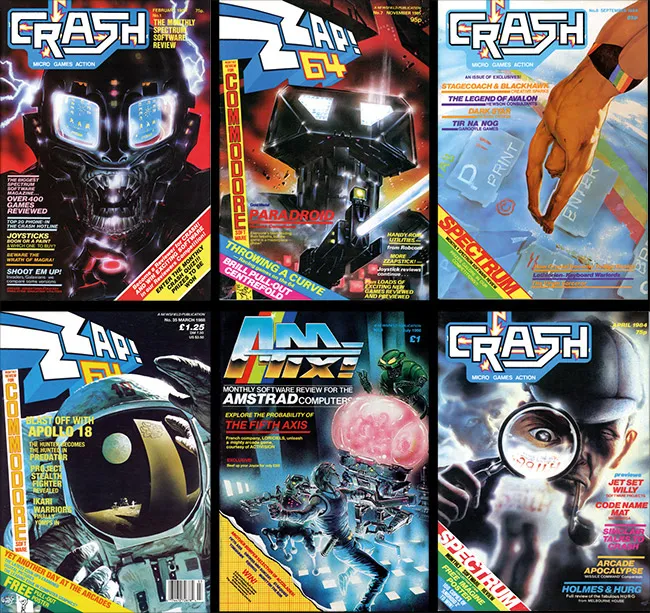 Newsfield magazine covers by Oliver Frey