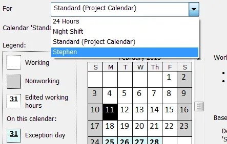 Showing a different calendar for a specific resource