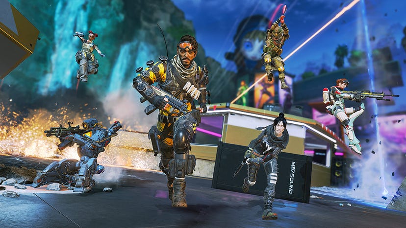 A screenshot showing some of Apex's main legends in action