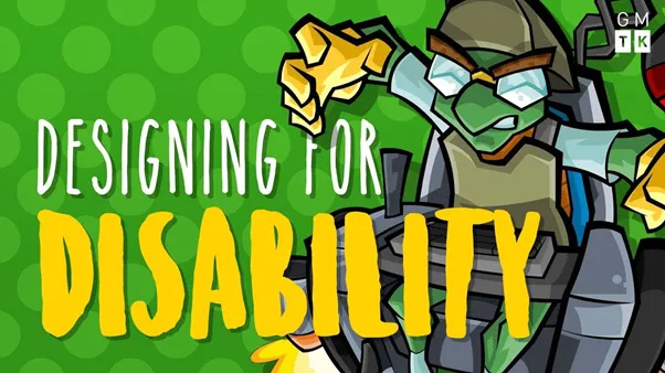 designing for disabilitiy text in front of wheelchair user Bentley the turtle from the Sly Cooper games