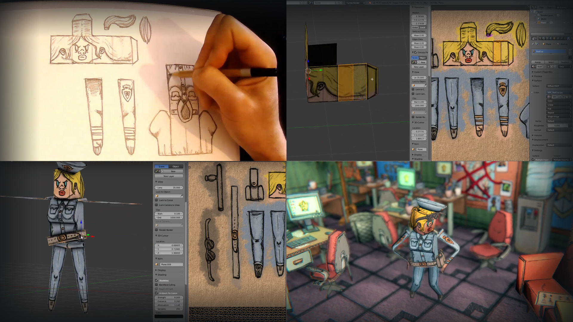 Using the Reverse UV method to create high-texture papercraft visuals