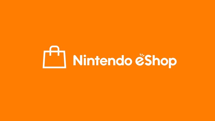 The Nintendo eShop logo on an orange background