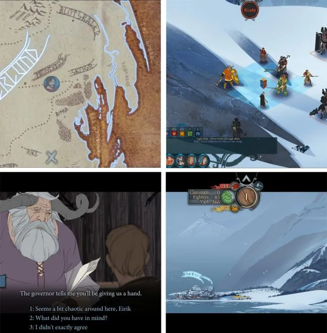 Banner Saga - four different game play contexts