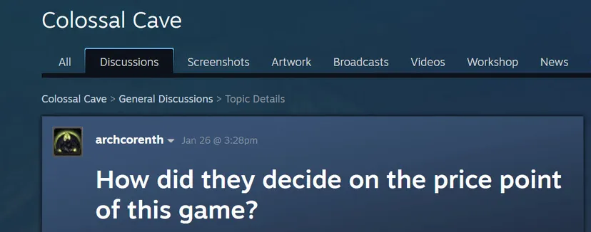 A screenshot from a Steam discussion thread. The title asks, 